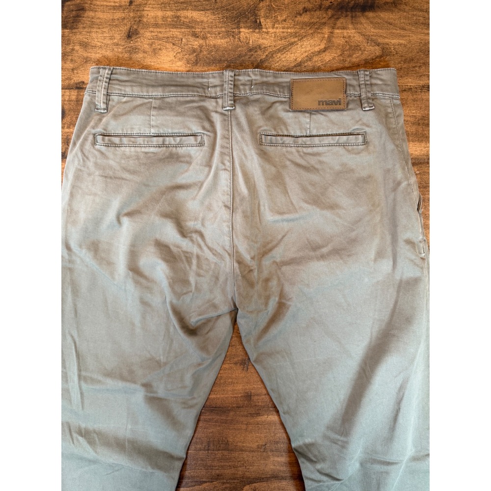 Mavi Jeans Johnny Slim Leg Pants Mens Olive Green Khaki Chino Trousers - Picture 5 of 7
